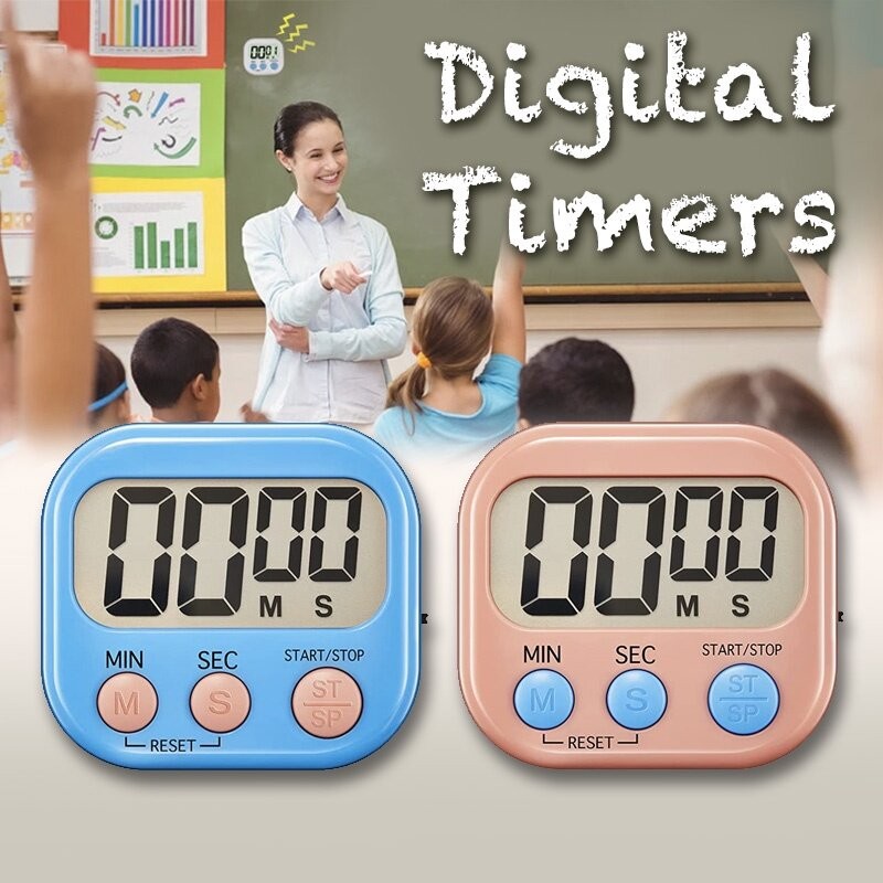 นาฬิกานับถอยหลังอิเล็กทรอนิกส์แบบแมนนวลนาฬิกาปลุกแบบมีหน้าจอ LED Kitchen Cooking Time นาฬิกาจับเวลาทำขนม มีแม่เหล็ก