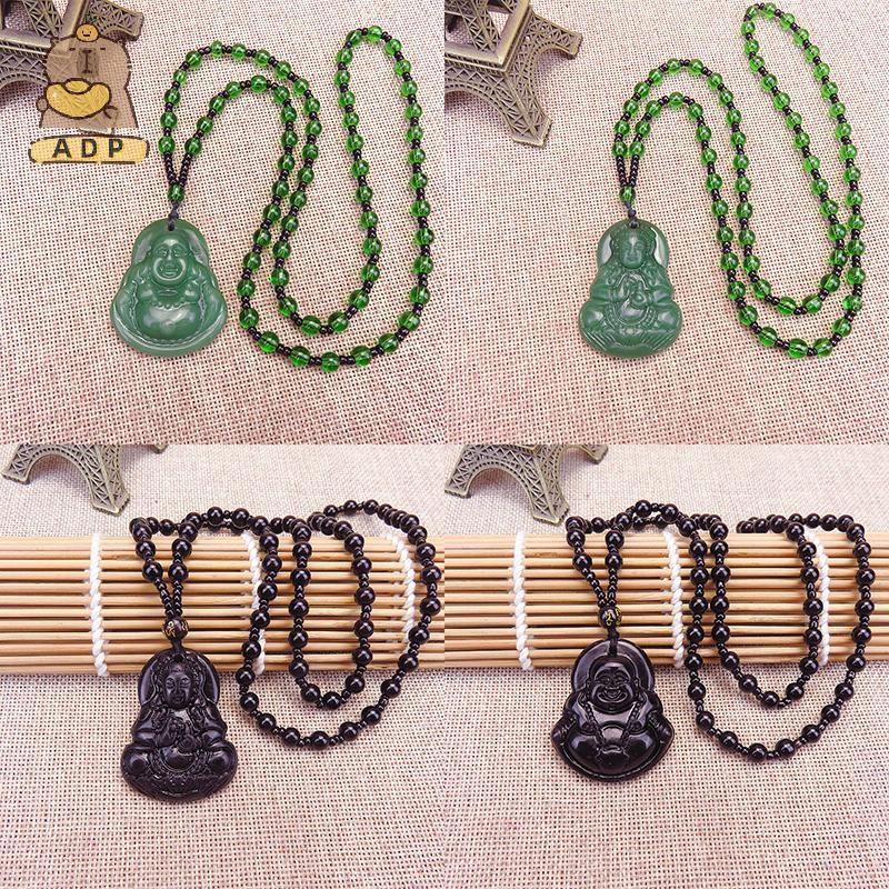 [ADP]คลาสสิกธรรมชาติพระพุทธรูปหยกจี้สร้อยคอแฟชั่น Charm เครื่องประดับแกะสลัก Blessings Lucky Charm ส