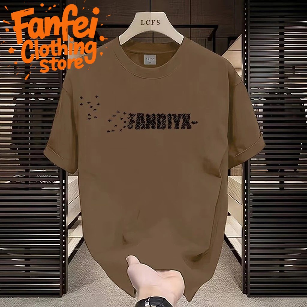 (จัดส่งตลอด 24 ชั่วโมง)Fanfei หลวมลำลองคอกลมแขนสั้นผู้ชายขนาดบวก S-XXXl