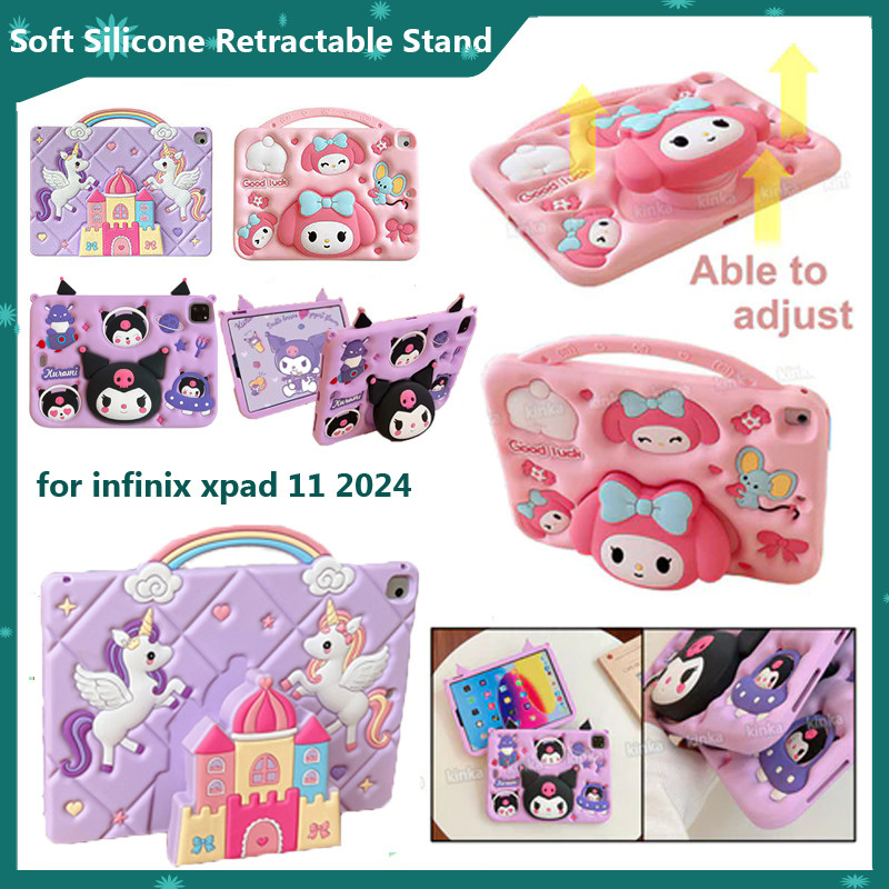 Retractable สําหรับ Infinix X1101 X1101B แท็บเล็ต 11 นิ้วแท็บเล็ต 3D การ์ตูนซิลิโคนนุ่มเด็ก Funda ฝา