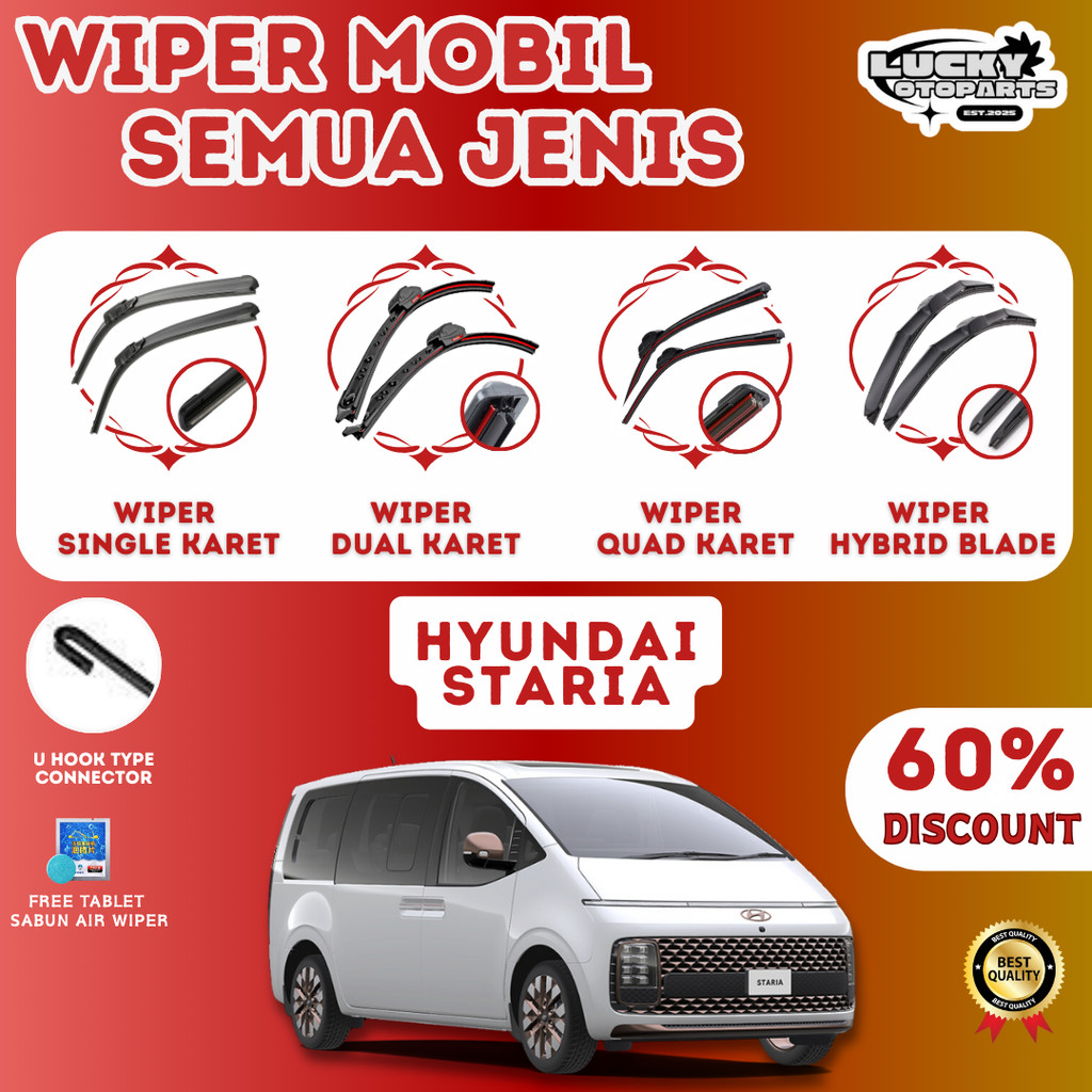 ที่ปัดน้ําฝนรถยนต์ - Hyundai Staria - Soft Dual Quad Hybrid Blade คู่ 1 ชุดซ้ายขวายางยืดหยุ่น Anti-S