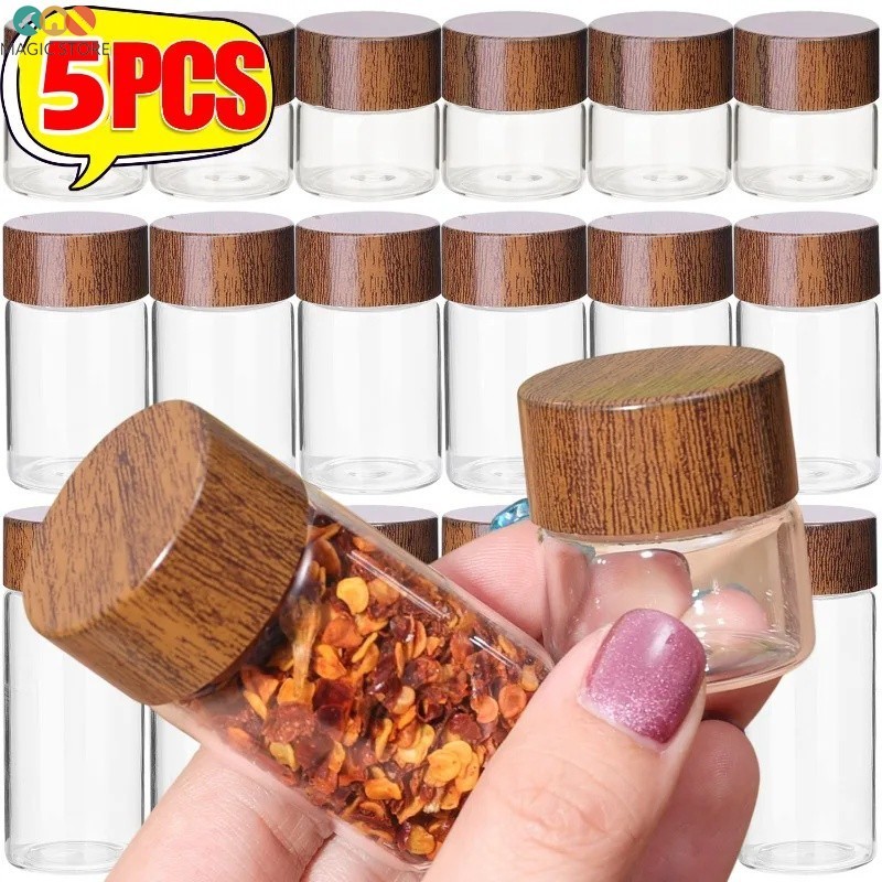 [บ้าน]โถแก้วหลายขนาด 10ml/20ml/30ml | ภาชนะเก็บขนาดเล็กป้องกันการรั่วสําหรับสินค้าแห้งวัสดุโปร่งใสหนาการออกแบบประหยัดพื้นที่ขนาดกะทัดรัด