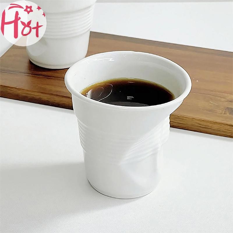 GE สไตล์เกาหลีถ้วยและแก้วแก้วกาแฟเซรามิคสีขาว Nordic ริ้วรอยถ้วยดื่มกาแฟ Tumbler Letter Square - รูปที่ 4