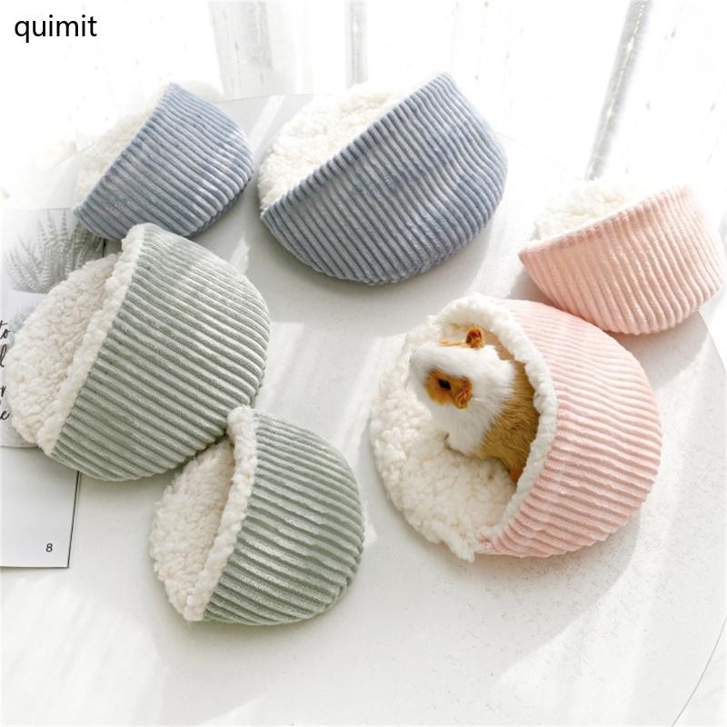 QUIM Warm Flannelette หนูแฮมสเตอร์ Sleep Mat Hideouts Resting เบาะเตียงสําหรับสัตว์เล็กกระรอก Nest เตียงกรง Accessorie