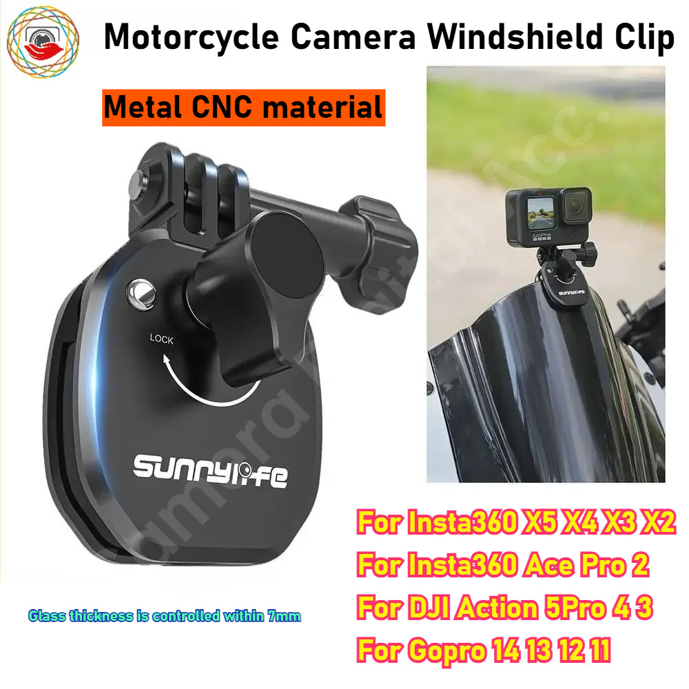 คลิปยึดกระจกหน้ารถรถจักรยานยนต์สําหรับ Insta360 X5/X4/Ace Pro คลิปยึดรถจักรยานยนต์สําหรับ DJI Action 5
