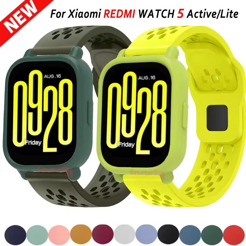 สายรัดนุ่ม + สําหรับ Redmi Watch 5 Active ฝาครอบซิลิโคนสร้อยข้อมือกีฬาสําหรับ Redmi Watch 5Lite TPU Soft Shell และ Breathable Sport Band