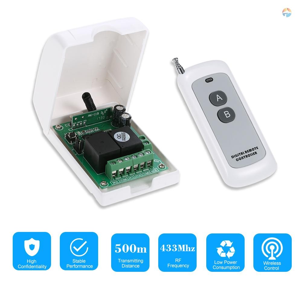 สมาร์ทโฮม 433Mhz RF DC 12V 2CH รหัสการเรียนรู้รีโมทคอนโทรลไร้สายสวิตช์รีเลย์ตัวรับสัญญาณเครื่องส่งสัญญาณ Universal รีโมทคอนโทรลระบบและระยะไกล 500M RF เครื่องส่งสัญญาณ Remote Con