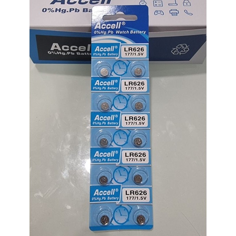 ถ่านกระดุม Lr626 LR626 Accell ถ่านกระดุม รุ่น LR626 177 1.5 1แผง 10ก้อน