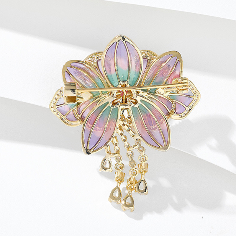 สไตล์จีน Elegant High-End Zircon น้ํามันหยด Peony ดอกไม้ Retro เข็มกลัดแฟชั่นเครื่องประดับ Niche Design Fringe Corsage - รูปที่ 7