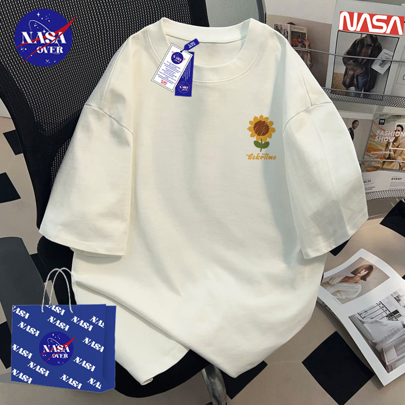 【พร้อมส่ง】🔥NASA ใส่ได้ทั้งชายหญิง เสื้อทรงหลวมเสื้อยืดคอกลมผ้าฝ้าย100%ลายดอกทานตะวันแขนสั้นใส่สบาย🌻😊YG1129