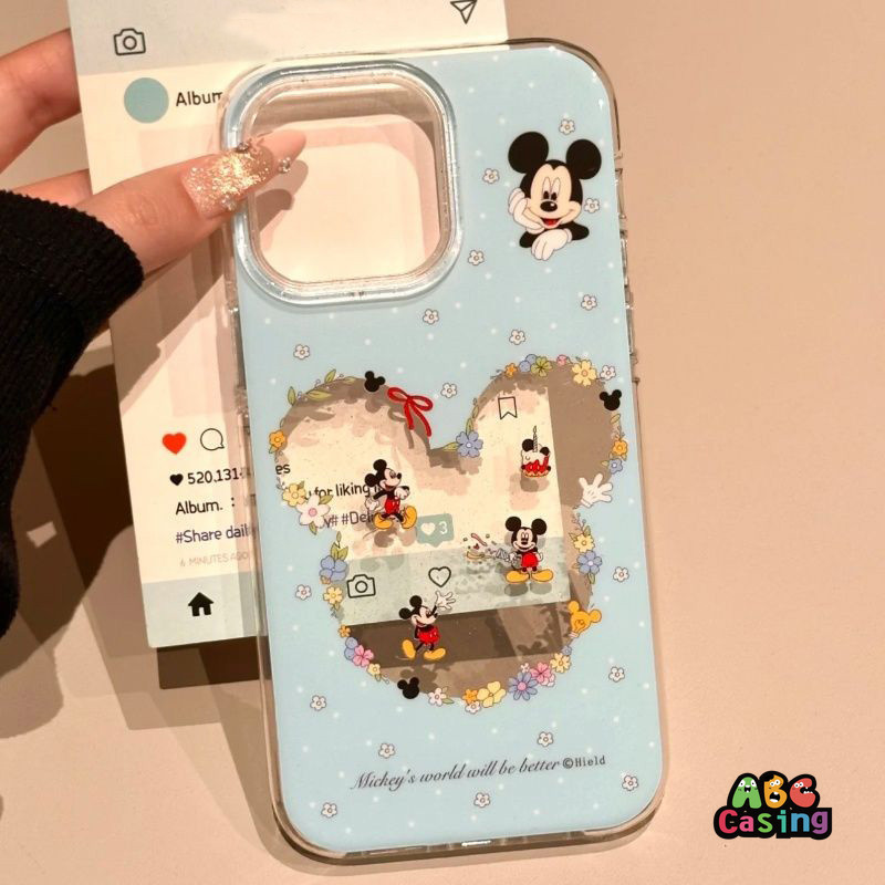 ปลอกหุ้ม สำหรับ IPhone 17 16 12 15 13 14 11 Pro Max 8 15 7 16 14 Plus XS MAX X XR SE ดอกไม้มิกกี้เมาส์การ์ตูน เคส Case