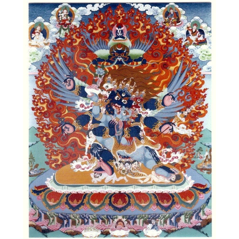 Yamantaka Destroyer of God of Death Thangka Wall Art โปสเตอร์ผ้าใบภาพวาดอุปกรณ์ตกแต่งบ้าน