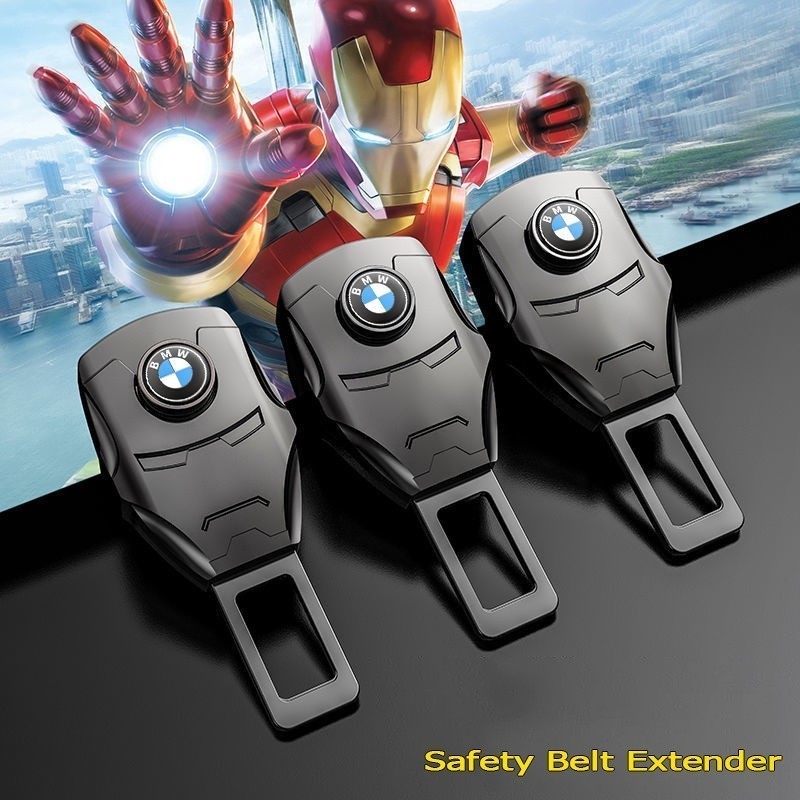 1/2pcs รถเข็มขัดนิรภัย Extension Buckle กําจัดเสียงหัวเข็มขัด iron Man โลโก้สําหรับ BMW G20 F30 F10 