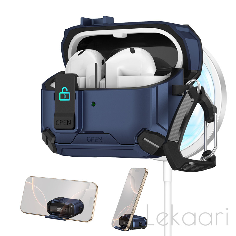 เคสปิดแม่เหล็กแบบแข็งสําหรับ Samsung Galaxy Buds 3 FE Bud3 Pro ปลอกป้องกันกันกระแทกขาตั้งโทรศัพท์ฝาค