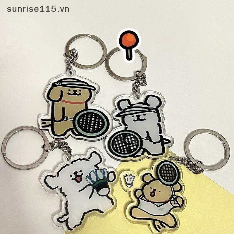 SRVN Cartoon Line Puppy Play Badminton Series พวงกุญแจกระเป๋านักเรียนแขวนเครื่องประดับ