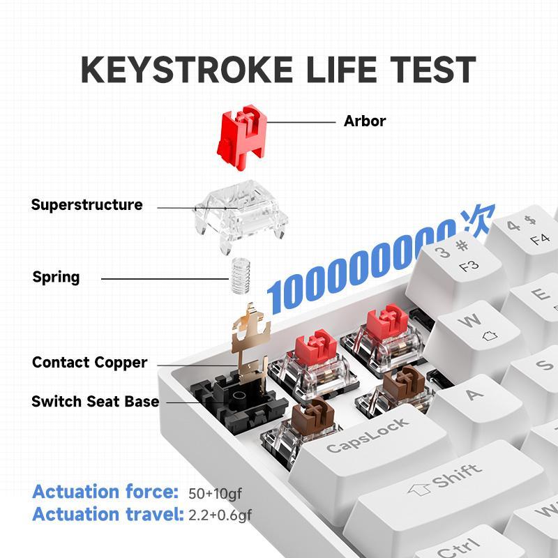 แป้นพิมพ์เครื่องกล, ZIFRIEND TK68 RGB, โหมดเดี่ยว, ฝาครอบกุญแจ ABS, 68 ปุ่ม, การพลิกกลับของปุ่ม N, เ