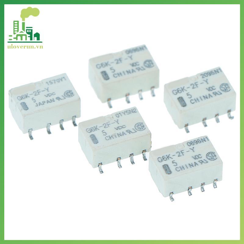 Uloverun 5pcs dc 5v smd g6k-2f-y สัญญาณรีเลย์ 8pin สําหรับ omron รีเลย์ wn