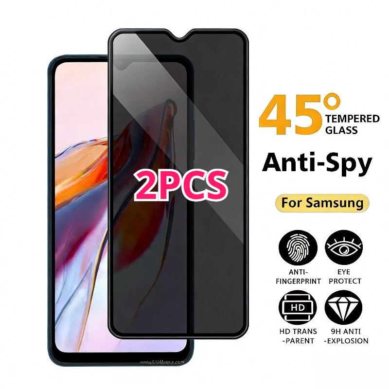 SAMSUNG 1-2Pcsกระจกนิรภัยป้องกันหน้าจอสําหรับSamsung Galaxy A11 A10s A10e A10 ความเป็นส่วนตัวสีดําขอ