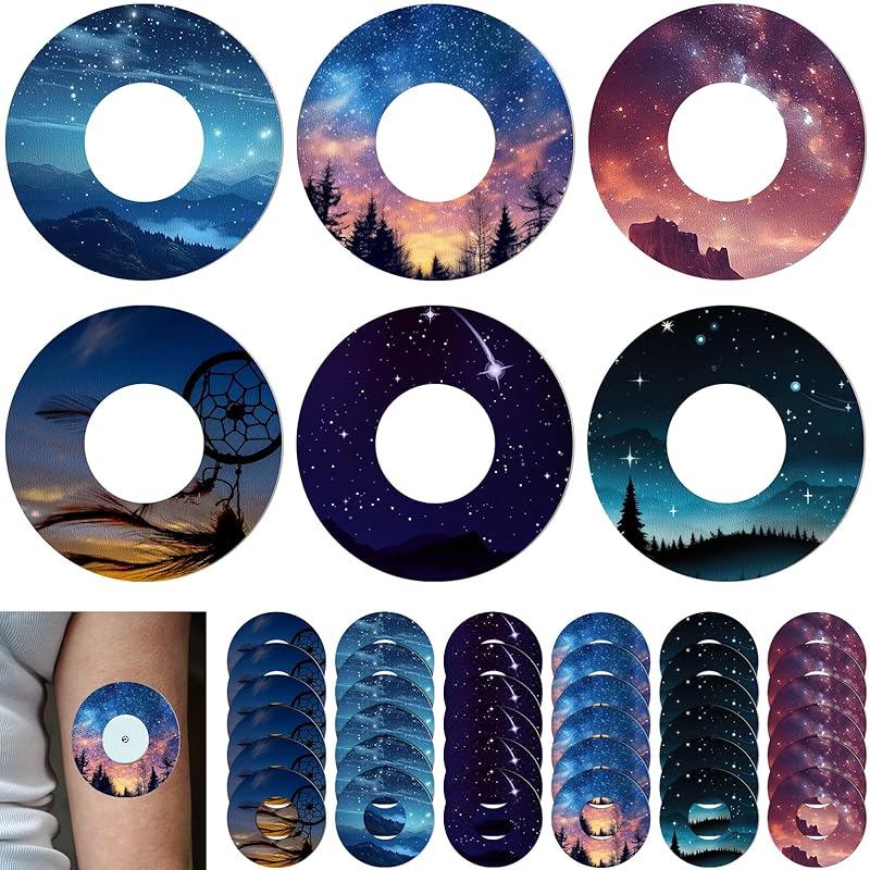 18/36pcs Adhesive Patch Compatible with Dexcom G7| Libre 2 Breathable CGM Patches Waterproof Starry 