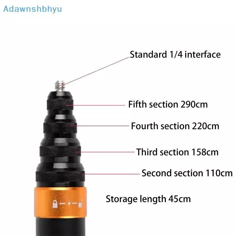 Adhyu 3M คาร์บอนไฟเบอร์ที่มองไม่เห็น Extended Edition Selfie Stick ปรับ Extension Pole สําหรับ Insta360 Panoramic กล้อง Action กล้อง TH thumbnail 9