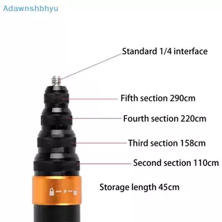 Adhyu 3M คาร์บอนไฟเบอร์ที่มองไม่เห็น Extended Edition Selfie Stick ปรับ Extension Pole สําหรับ Insta360 Panoramic กล้อง Action กล้อง TH