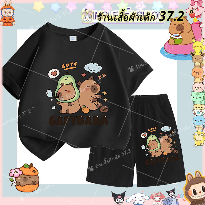 ชุดเด็กผู้หญิงขนาดใหญ่ ชุดฤดูร้อนสำหรับเด็กผู้หญิง 2025 ใหม่ เสื้อยืดแขนสั้นและกางเกงขาสั้นสำหรับเด็กผู้หญิง ชุดสองชิ้นท