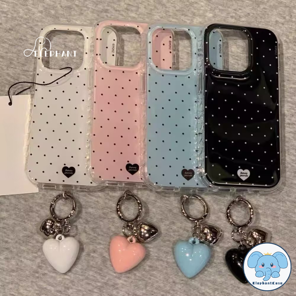 เคสไอโฟน 17สำหรับ IPhone 17 AIR 13 15 16 11 14 12 Pro Max 15 16 Plusแฟชั่นน่ารักรักคลื่นหัวใจจุดจุดกันกระแทกใหม่ IMD ปก