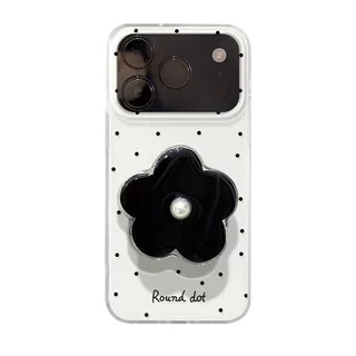 เคสโทรศัพท์ เหมาะสําหรับ iPhone 7 8 X XS XR XSMAX 11 12 13 14 15 16 17 Pro max Plus Air Star Zhao Silu สไตล์เดียวกัน Polka Dot ดอกไม้สีดําวงเล็บโซ่กันกระแทกกันกระแทกป้องกันกรณี เคสแบบรวมทุกอย่าง J9BC
