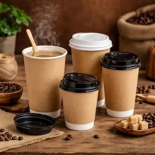 แก้วกระดาษใส่กาแฟร้อน 8–16 ออนซ์ สองชั้น ชุดละ 25 ใบ เหมาะขายเดลิเวอรี่ ไม่ลวกมือ