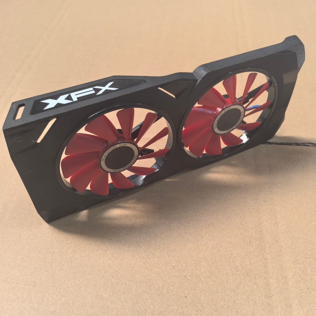X XFX XFX RX580 570 2048SP 4GB สีดําหมาป่ารุ่นกราฟิกการ์ดพัดลมระบายความร้อนพร้อมเชลล์