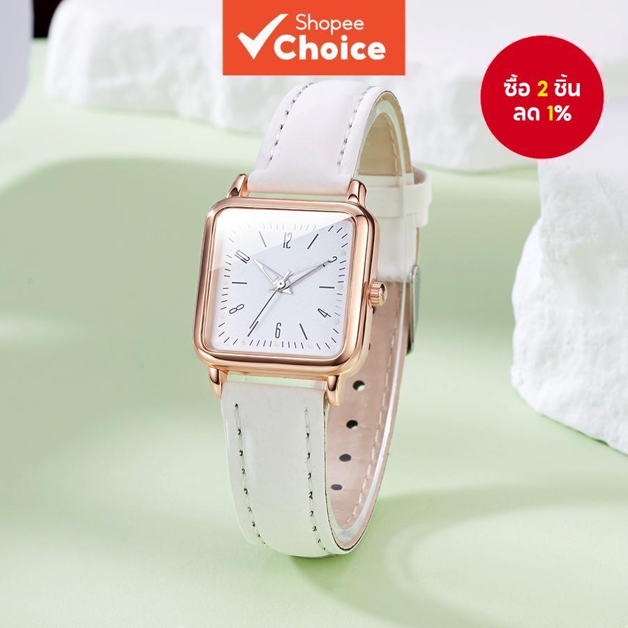 ใหม่ Minimalist นาฬิกาหน้าปัดดิจิตอล Matte สายหนังสําหรับผู้หญิงสาว