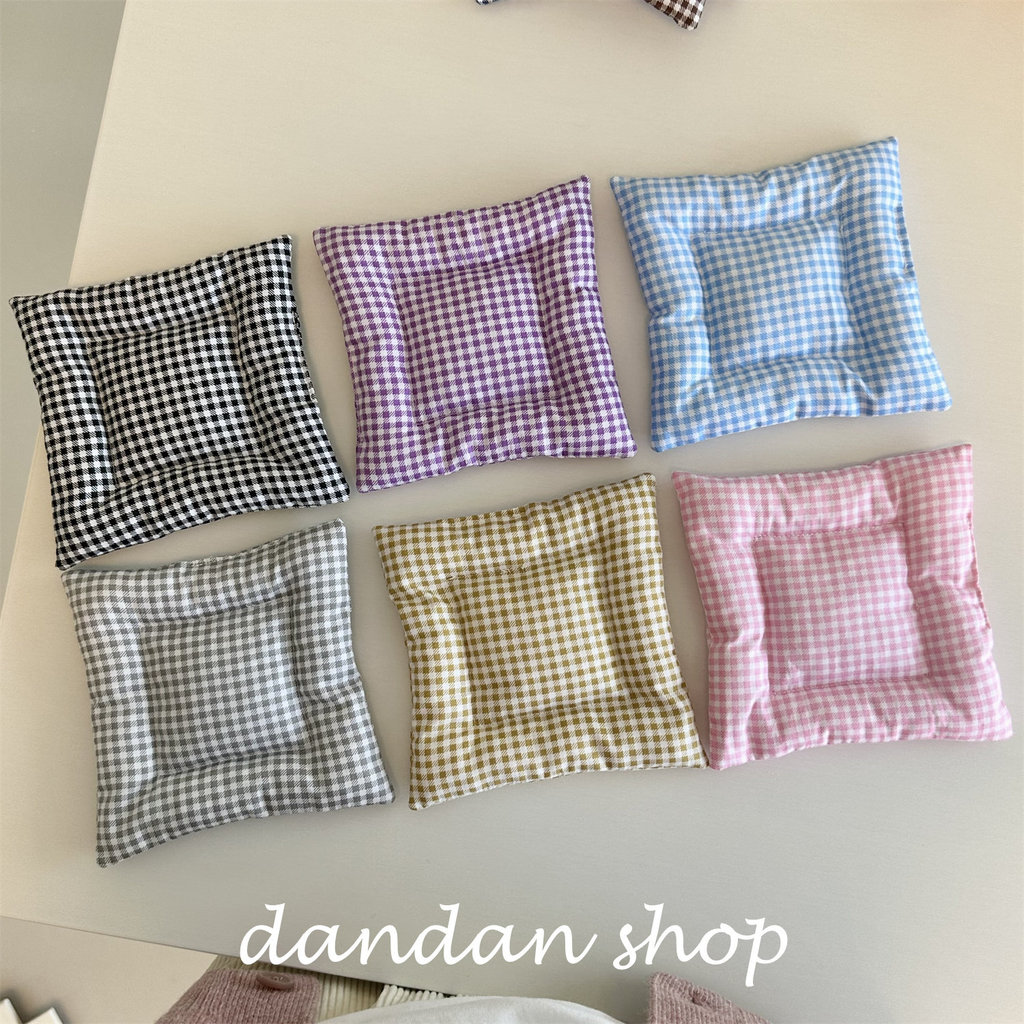 Ins Lattice โฮมเมด Quilted Coaster สีชมพูสีฟ้าตาข่ายสีม่วงสาวน่ารักครีม Photo Props ตกแต่งพื้นหลังลูกตุ้ม