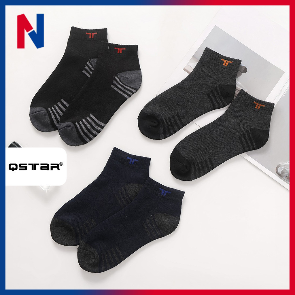 QSTAR ถุงเท้าเต็มเบาะ Stokin Lelaki Poliester Ankle & Quarter for Sukan