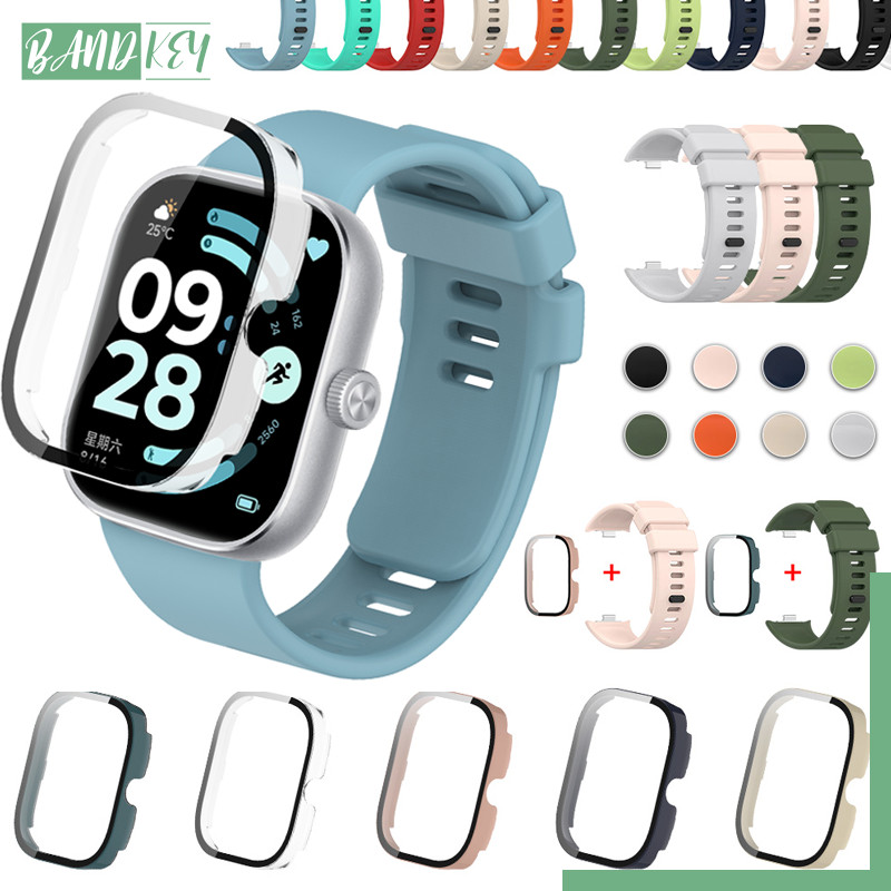 กระจกนิรภัย PC กรณีซิลิโคนสายรัด for Redmi 6 Active/Lite 6 5 ผู้ป้องกันหน้าจอทั้งหมดครอบคลุมยาง for Redmi 4