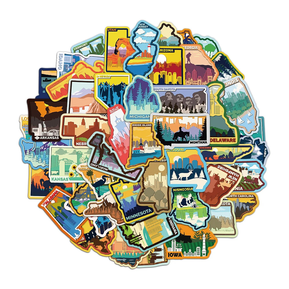 State Landmark สติกเกอร์ Travel City Landmark คู่มือเคสโทรศัพท์แล็ปท็อปกระเป๋าเดินทางถ้วยน้ําสติกเกอ