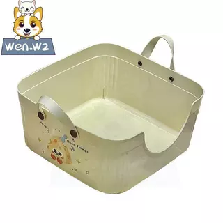wen.W2 กระบะทรายแมวทรงเปิดขอบสูง กันทรายกระเด็นดีมาก! แบบมีฝาครอบ พร้อมที่ตักและหูหิ้ว