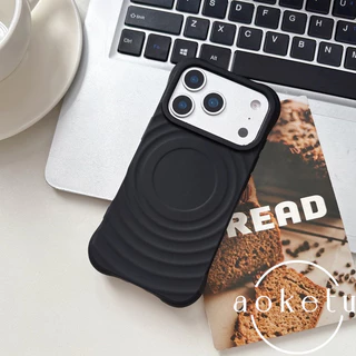 ผิวคลื่นแม่เหล็กเคสสีส้มเหมาะสําหรับ แอปเปิล 17 โปรแม็กซ์ เคสโทรศัพท์ ไอโฟน 16 โปรแม็กซ์ นุ่ม15สไตล์มินิมอลใหม่14/13รวมทุกอย่างซิลิโคนป้องกันการตกฝา