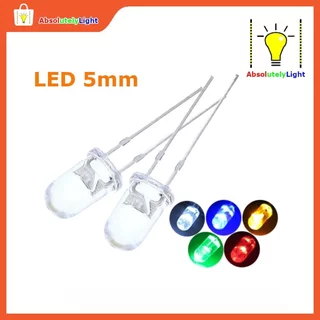 LED Diode 2 ขา แบบใส ขนาด 5mm สีขาว แดง เหลือง เขียว น้ำเงิน