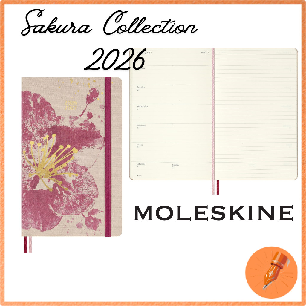 Moleskine Planner Sakura Collection 2026 July Start 18-Month Weekly Large Size (13cm x 21cm) Soft Co