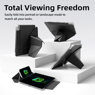 GOOJDOQ ฝาครอบป้องกันแท็บเล็ตแม่เหล็กหลายมุมพับ Dual-Lock Security ที่เก็บปากกาที่ซ่อนอยู่