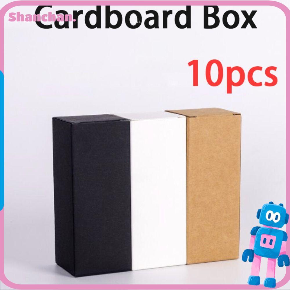 ชานชาน กล่องของขวัญกระดาษ 10ชิ้น, กล่องกระดาษแข็งกระดาษคราฟท์สีดํา/ขาว, ของที่ระลึกขนาดเล็กขนาดใหญ่ ทําเอง คุกกี้ทํามือกล่องขนมอาบน้ําเด็ก