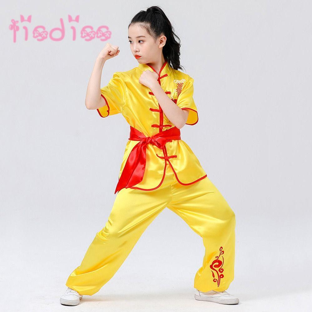 LISDIS Wushu เครื่องแต่งกาย, ชุดกังฟูแบบดั้งเดิม, แฟชั่นพร้อมเข็มขัดแขนยาว Wushu Performance Tai Chi
