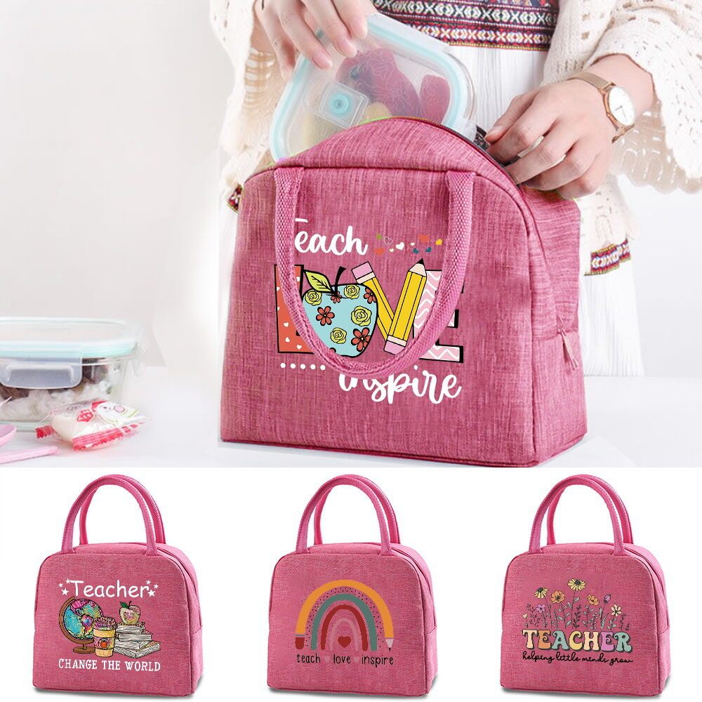 Nice Handbag lunch bag Premium Dust-bag Thickening Canvas วัสดุความงามถูกใจ Teachers Day สีชมพู
