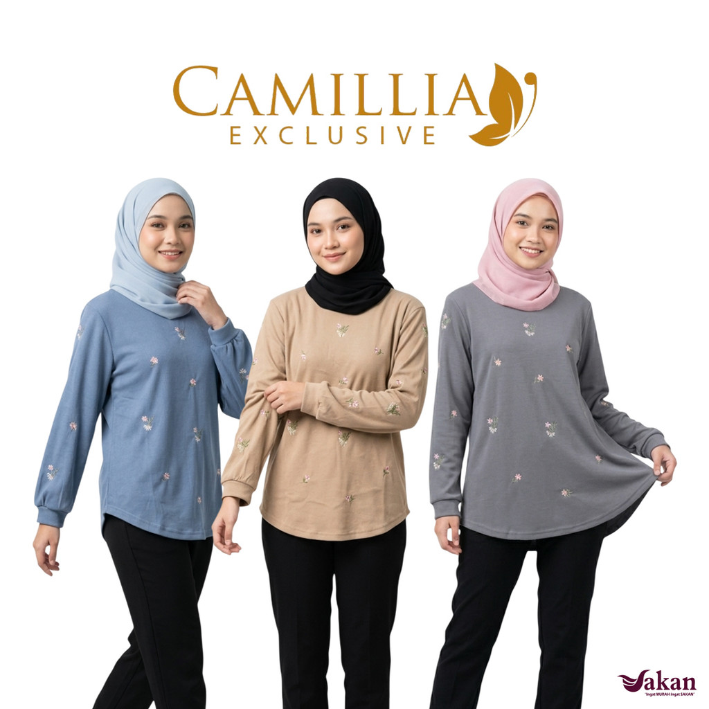 SAKAN CAMILLIA SA8 เสื้อเชิ้ตสุภาพสตรี (เย็บปักถักร้อย) ไซส์ 38 42 46 - SA8 Blosue Wanita (Sulam) Sa