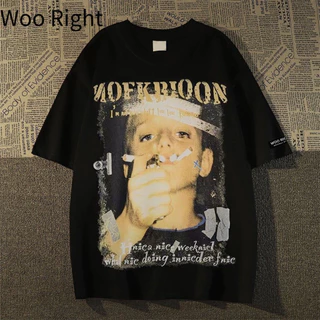 （จัดส่งตลอด 24 ชั่วโมง）Woo Right เสื้อยืดคอกลม แขนสั้น เสื้อยืดแฟชั่น ใส่สบาย HY งานเกรดพรีเมียม งานเกรด A