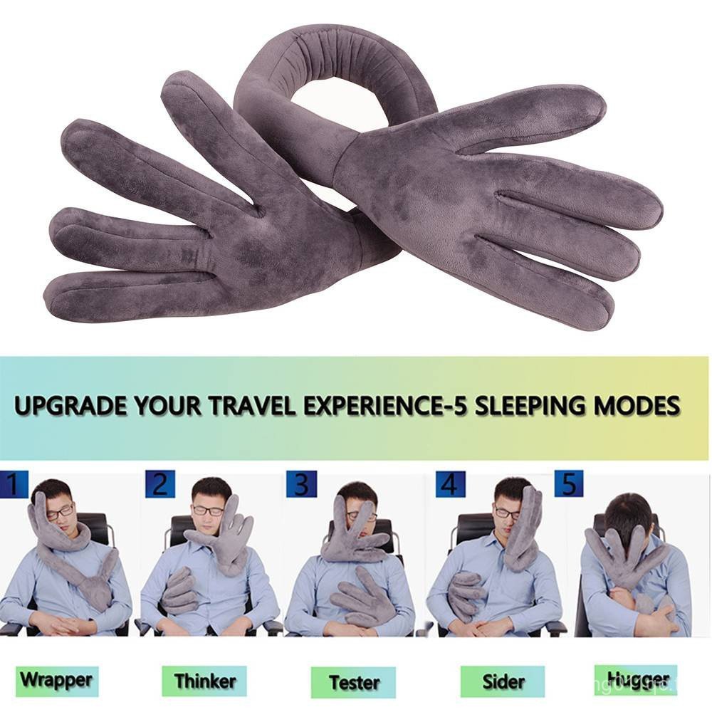 หมอนรองคอสําหรับเดินทางของโค้งงอ Hand-Shaped Headrest Soft Car Flight Office Cushion 1 * หมอน YI7C 9