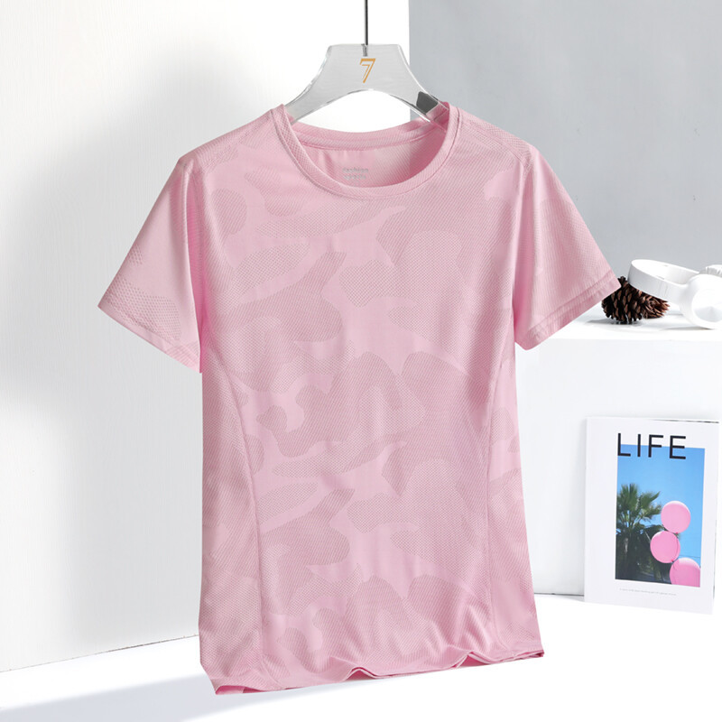CAEUW เสื้อยืดกีฬาผู้หญิงผ้าไหมน้ําแข็ง Dryfit Breathable Soft เดินป่าเสื้อแขนสั้นสําหรับผู้หญิง