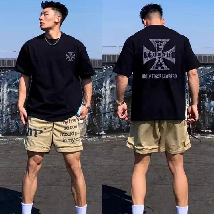 เสื้อ cod สไตล์ใหม่ 2026 หล่อ Heavy Ruffian สูงรอบคออเมริกันแขนสั้น Street Cross แฟชั่นชาย 2026ins C