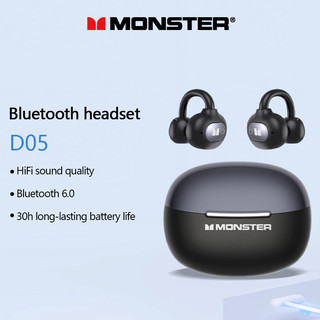 Monster D05 หูฟังบลูทูธไฮไฟสเตอริโอเสียงสูงสุด 30 ชั่วโมงอายุการใช้งานแบตเตอรี่ IP66 บลูทูธกันน้ํา 6.0
