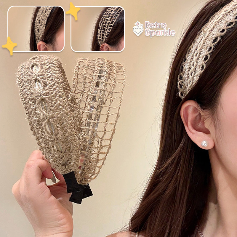 🌟Retro Sparkle🌟บอฮอ กลวง ที่คาดผมแฟชั่นสุดฮิต คุณภาพสูง สไตล์วันหยุด สไตล์วินเทจ ที่คาดผมสานฟาง ใส่สบาย ส่งไวจากไทย